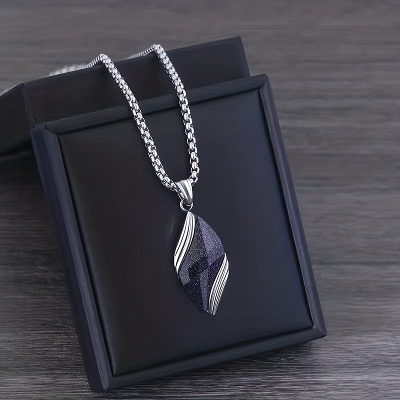 Sandstone Titanium Steel Men's Necklace Stainless Steel Pendant